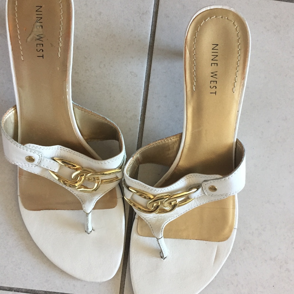 Nine West Sandals White Gold 10